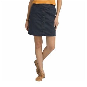 Button-Front Navy Cotton Blend Skirt - Women